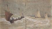 Joseph Mallord William Turner Sailing boats at sea (mk31) oil painting on canvas